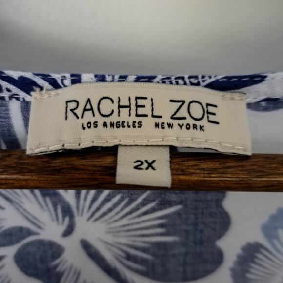 Rachel Zoe Blue Floral V-Neck Flutter Sleeve Blouse - 2X - Picture 3 of 4